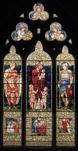 Wilden, All Saints, Oostraam, Morris & Co., Edward Burne-Jones, John Henry Dearle, Sint Martinus, Christus Zegent de Kinderen, Sint Joris, 1902-1914, Louisa, Alfred, De Baldwins, Premier door Edward Coley and Dearle Burne Jones
